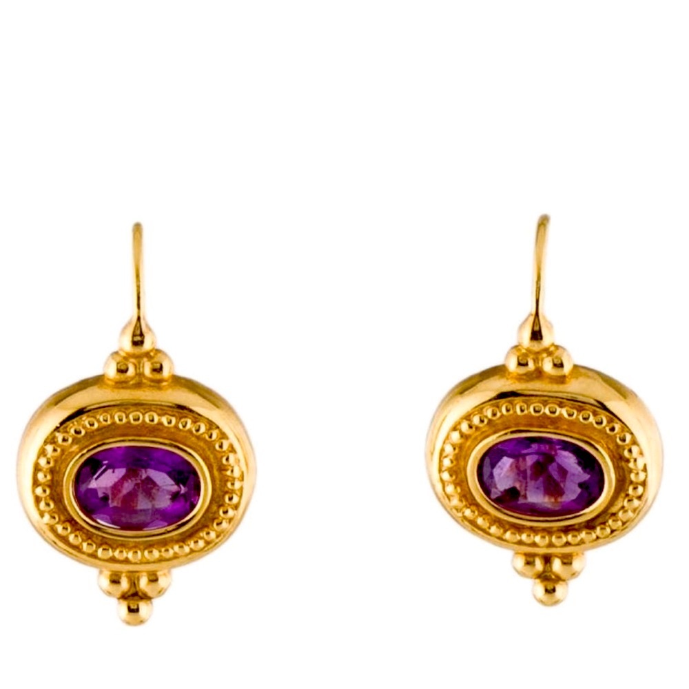 14 karat gold, amethyst dangle earrings